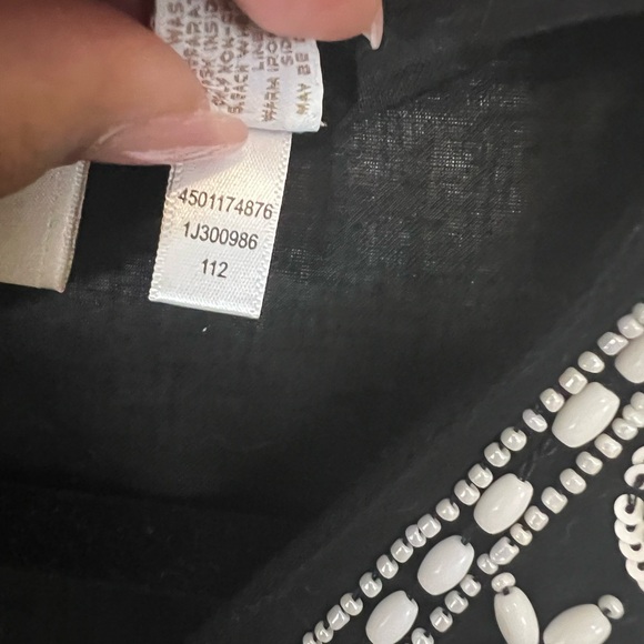 Chicos Black Linen cotton Blend Tunic Top Blouse Beaded Scoop Neck 3/4 Sleeve,1 - Picture 6 of 7